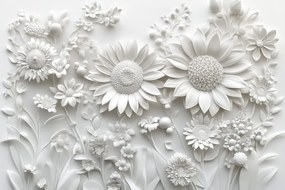 Carta da parati autoadesiva – Fiori bianchi 3D