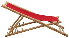Sedia a sdraio in bambù e tela rossa
