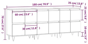 Credenze 3 pz Nere in Legno Multistrato