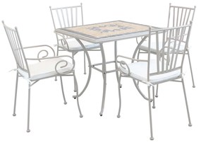 VENTUS - set tavolo in alluminio e teak cm 80 x 80 x 74 h con 4 poltrone Ventus