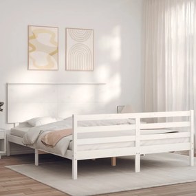 Giroletto con testiera bianco king size in legno massello