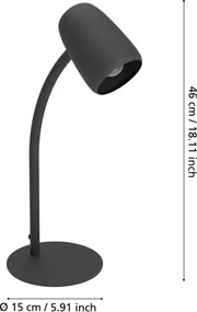 Eglo 901828 - Lampada da tavolo CARLO 1xE14/18W/230V nera