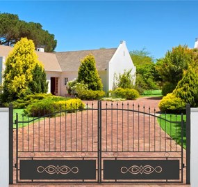 Cancello manuale battente Lavaredo in ferro, apertura centrale, L 408.5, H 165-195 cm, di colore nero