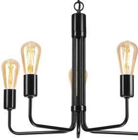 Lampadario a sospensione con catena TIFFANY 5xE27/60W/230V nero