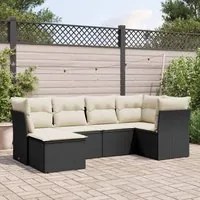 Set Divano da Giardino 6 pz con Cuscini Nero in Polyrattan 3217946