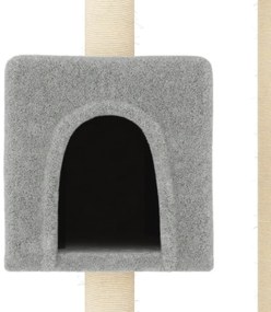 Albero per gatti con tiragraffi in sisal grigio chiaro 104 cm