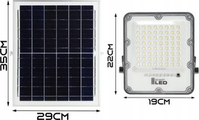 Proiettore solare dimmerabile a LED/100W/3,2V 5000K 10500 mAh IP65 nero + telecomando