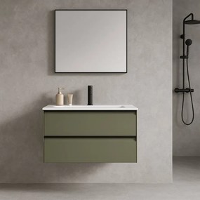 Mobile da bagno sotto lavabo Fusion verde salvia laccato opaco L 79.5 x H 40 x P 45.5 cm 2 cassetti, lavabo non incluso
