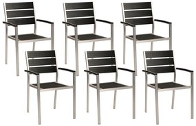 Set di 6 sedie da pranzo alluminio anodizzato nero e argento VERNIO Beliani