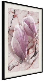 Poster  Magnolia on Marble Background  Cornice Quadri Cornice nera con pass-partout, Larghezza x Altezza Home decor 40x60