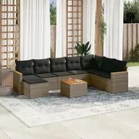 Set Divano da Giardino 9 pz con Cuscini Grigio in Polyrattan 3258658