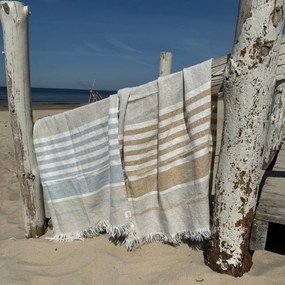 Telo mare in lino blu 85x140 cm Allure Stripe - Linen Tales