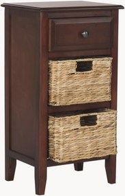 Comodino in legno di pino con cassetto e cestini Everly