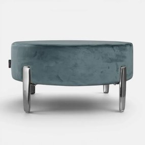 Pouf Rotondo in Velluto Ottanio con Piedini 70 cm - Giotto