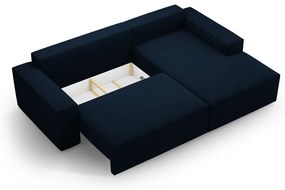 Divano letto angolare blu scuro in tessuto bouclé (angolo destro) Jodie - Micadoni Home