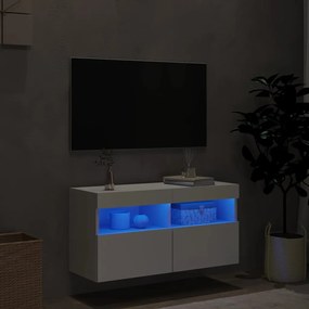 Mobile tv a parete con luci led bianco 80x30x40 cm