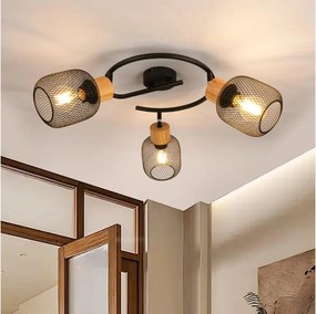 Brilagi - Faretto BASKLITE 3xE27/15W/230V in legno/nero