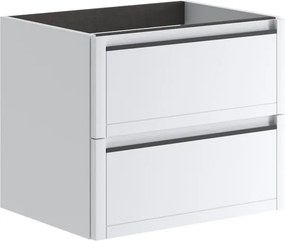 Mobile da bagno sospeso sotto lavabo L 59.5 x H 50 x P 45.5 cm bianco opaco, 2 cassetti TRATTO