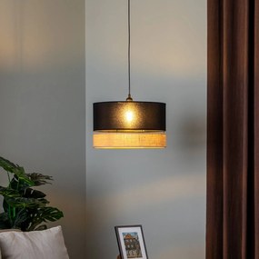 Euluna Levo lampada a sospensione, Ø 40 cm, juta/nero