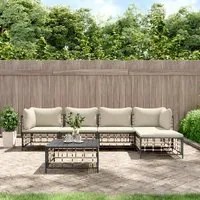 Set Divani da Giardino 6 pz con Cuscini Antracite in Polyrattancod mxl 77190