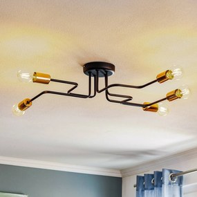 HELAM Plafoniera Tube 5 luci nero/rame