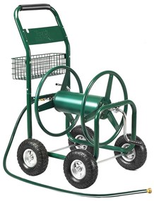 Costway Carrello avvolgitubo professionale da giardino con ruote Avvolgitore tubo in metallo Verde