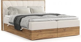 Letto boxspring con contenitore in crema-naturale 160x200 cm Asahi - Maison de Rêve