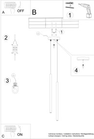 Sollux SL.1304 - Lampadario a sospensione con filo PASTELO 2xG9/8W/230V nero