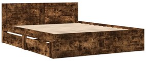 Giroletto con testiera rovere fumo 160x200 cm legno multistrato