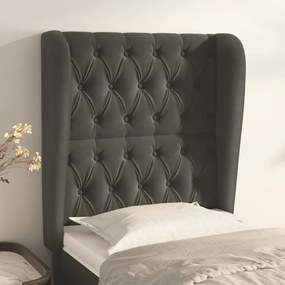 Testiera Ad Orecchio Grigio Scuro 83x23x118/128 Cm İn Velluto /