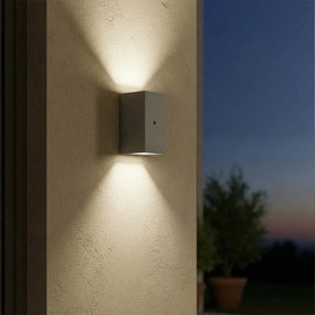 Applique Rettangolare 2xGU10 con Sensore Crepuscolare IP65 - Grigia