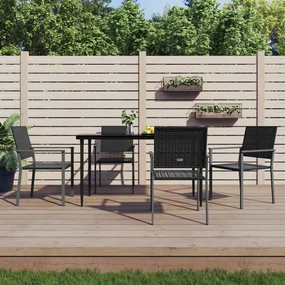 Set da pranzo da giardino 5 pz in polyrattan e acciaio