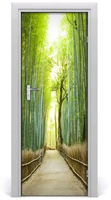 Poster adesivo per porta Foresta di bamboo 75x205 cm