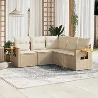 Set Divano da Giardino 5 pz con Cuscini Beige in Polyrattan 3226800