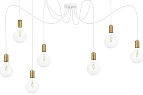 Lampadario a sospensione con filo MIROS 7xE27/60W/230V ragno bianco/oro