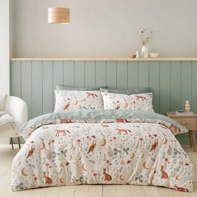 Biancheria da letto beige-verde per letto matrimoniale 200x200 cm Enchanted Twilight Animals - Catherine Lansfield