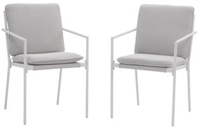 Sedia da giardino con cuscino beige e braccioli Sigma NATERIAL struttura in acciaio, seduta in textilene bianco, set da 2 pezzi