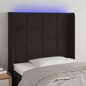 Testiera A Led Nera 83x16x118/128 Cm İn Velluto /