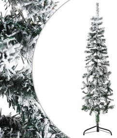 Albero Natale Artificiale Sottile a Metà Neve Fioccata, 120 cm