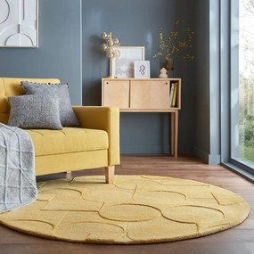 Tappeto rotondo in lana gialla ø 160 cm Gigi - Flair Rugs