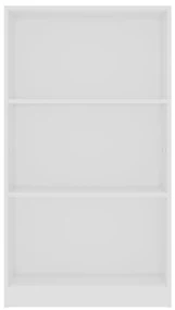 Libreria a 3 ripiani bianca 60x24x109 cm in legno multistrato