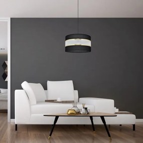 Lampadario a sospensione con filo HELEN 1xE27/15W/230V diametro 35 cm nero/oro