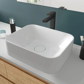 Lavabo da appoggio Capsule da fissare rettangolare in composito minerale di resina gelificata L 48 x P 38 x H 15.3 cm bianco