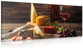 Quadro su tela – Variazioni di formaggi su tavola