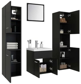 Set mobili da bagno nero in legno multistrato