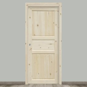Porta interna scorrevole Acul in legno di pino grezzo colore beige, L 80 x H 210 cm, apertura reversibile