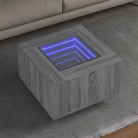 Tavolino salotto con led grigio sonoma 60x60x40 cm multistrato