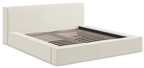 Letto matrimoniale imbottito color crema con contenitore e rete inclusi 140x200 cm Noho – Makamii