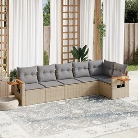 Set divano da giardino 6 pz con cuscini beige in polyrattan