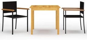 Set Mobili Da Pranzo Per Giardino 3 Pz Nero /